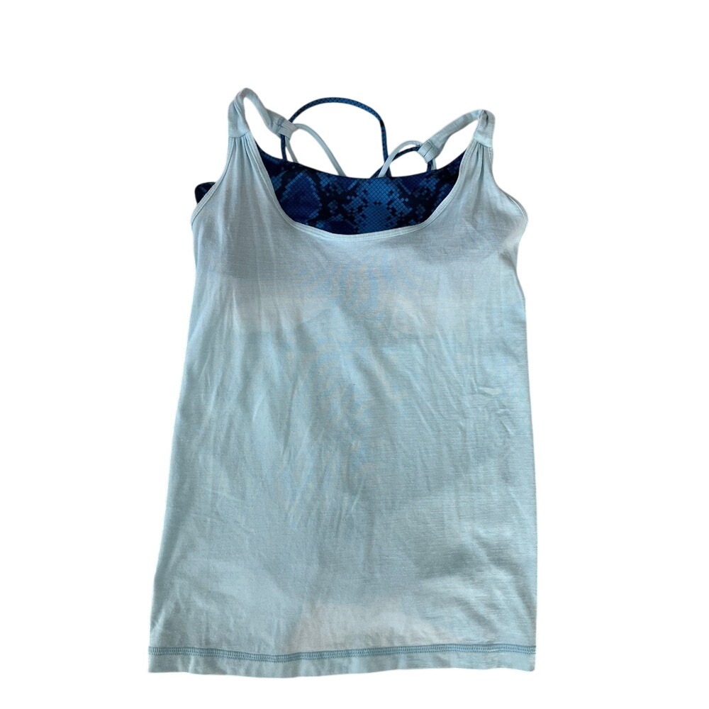 Lululemon Tank Top Blue Snakeskin‎ Built In Bra Athletic Workout Activewear
